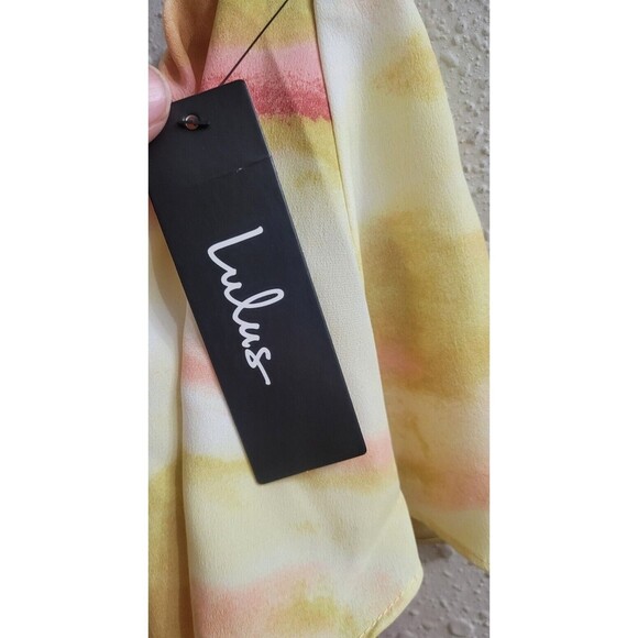 Lulu's Full of Sunshine Yellow Tie-Dye Strapless Maxi Dress M, New, Retails $69 - Picture 4 of 11
